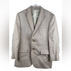 Lauren Ralph Lauren Mens Linen Beige 40R Blazer Jacket 2 Button Notch Lapel